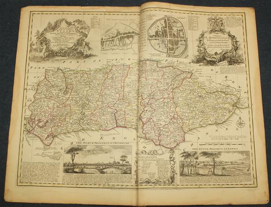 Emmanuel Bowen Accurate map of the County of Sussex, overall 22.5 x 28in., unframed